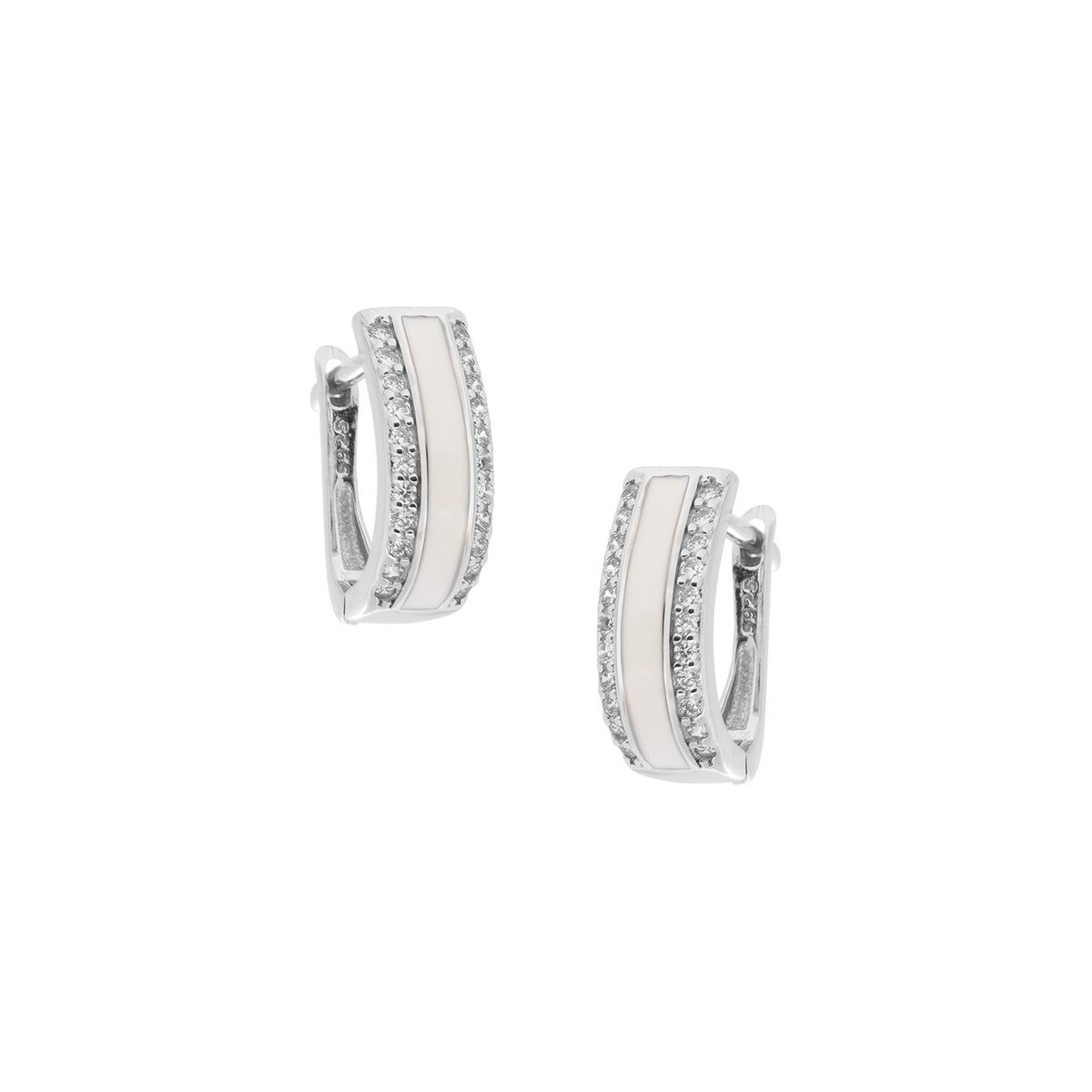 Srebrne Kolczyki 925 Masa Perłowa Cyrkonie