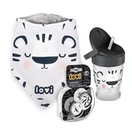 Kubki dla dzieci - LOVI, Zestaw Salt&Pepper: Kubek z rurką 250 ml , zestaw smoczków dyn. 6–18m + Bandamka LOVI  Gratis - miniaturka - grafika 1