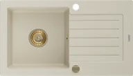 Zlewozmywaki - Mexen Pablo zlewozmywak granitowy 1-komorowy z ociekaczem 752 x 436 mm, beżowy, syfon złoty - 6510751010-69-G - miniaturka - grafika 1