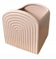 Wazony i flakony - WAZON RYFLOWANY ŁUK CERAMICZNY PUDROWY RÓŻ TĘCZA DO KOMPOZYCJI - miniaturka - grafika 1