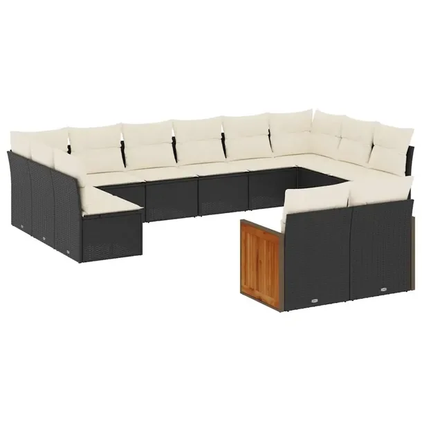 Modułowy zestaw wypoczynkowy z rattanu PE, czarny, wymiary: 62x62x69 cm