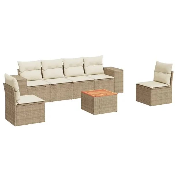 Zestaw mebli ogrodowych rattan PE, beżowy, 55x62x69 cm