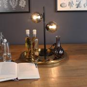 Lampy stojące - Lampa stołowa Neptun czarna z 2 dymionymi kulami - miniaturka - grafika 1