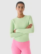 Koszulki sportowe damskie - Damski longsleeve treningowy 4F 4FWAW24TFLOF250 - zielony - miniaturka - grafika 1