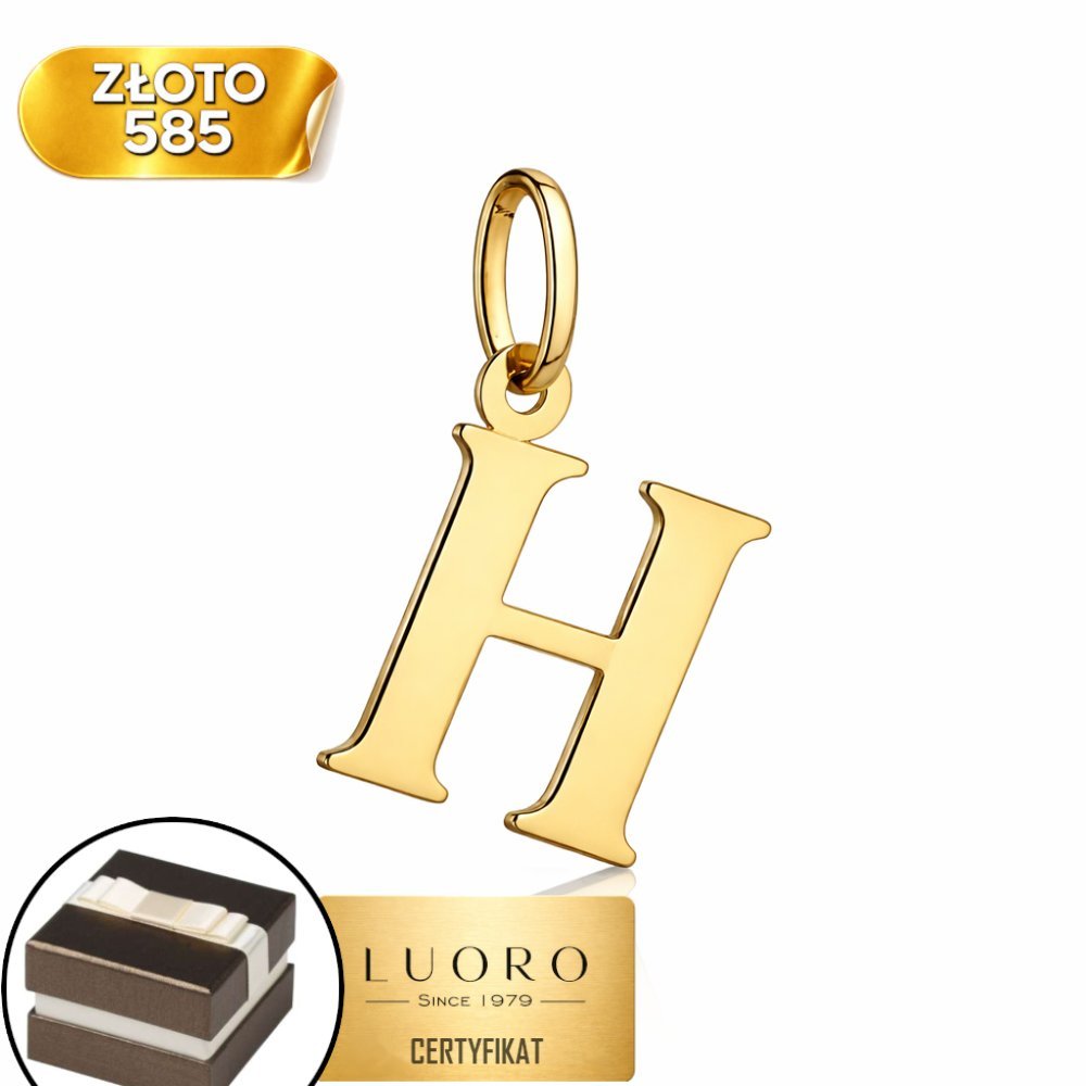 ZAWIESZKA ZŁOTA 585 14K LITERKA H DUŻA 27 MM ŻÓŁTE ZŁOTO ELEGANCKA