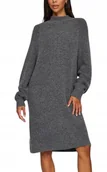 Sukienki - VILA SZARA SWETERKOWA SUKIENKA Z DŁUGIM RĘKAWEM I GOLFEM S JPA - miniaturka - grafika 1