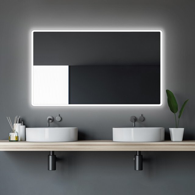 Lustro łazienkowe z oświetleniem TALOS Moon LED 120x70 cm - odporne na wilgoć dzięki aluminiowej ramie - jasny, neutralny biały kolor