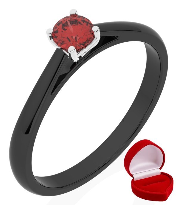 ZŁOTY PIERŚCIONEK ZARĘCZYNOWY 585 14k RUBIN 0,19 ct CZARNE ZŁOTO R30