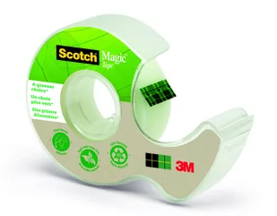 Taśma klejąca, Scotch® Magic™ Greener Choice z certyfikatem OK biobased**, niewidoczna, na podajniku, 19mm x 20m - Dekoratorstwo - miniaturka - grafika 1