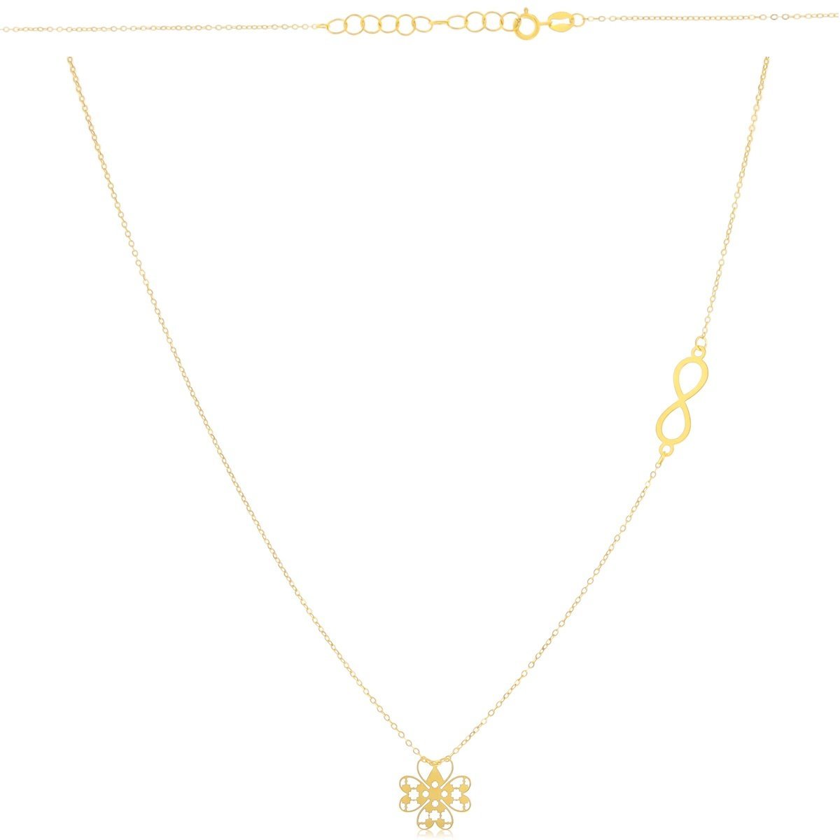 Złoty naszyjnik celebrytka kwiatek i znak nieskończoności pr. 585