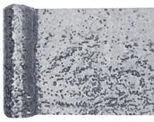 Dekoracje i nakrycia stołu na imprezę - Bieżnik Cekinowy Srebrny 0,19 X 3 M - miniaturka - grafika 1