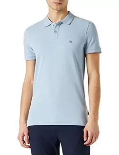 Koszulki męskie - Wrangler Męska koszulka polo, niebieska fog, duża, Niebieska mg?a, L - grafika 1