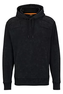 BOSS Męska bluza z kapturem Weozonehood Relaxed-Fit z bawełny z detalami w stylu wyścigowym, czarny (Black1), L - Bluzy męskie - miniaturka - grafika 1