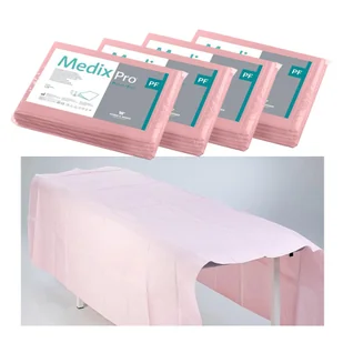 MedixPro Prześcieradło jednorazowe 150cm x 210cm różowe podfoliowane 54g MedixPro 20szt - Kosmetyczne akcesoria jednorazowe - miniaturka - grafika 1