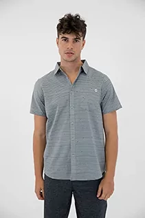 Koszulki męskie - Hurley Męski t-shirt M Grey Woven Top Ss czarny Czarny/tusz do arbuzów M HSP21SMT01678 - grafika 1