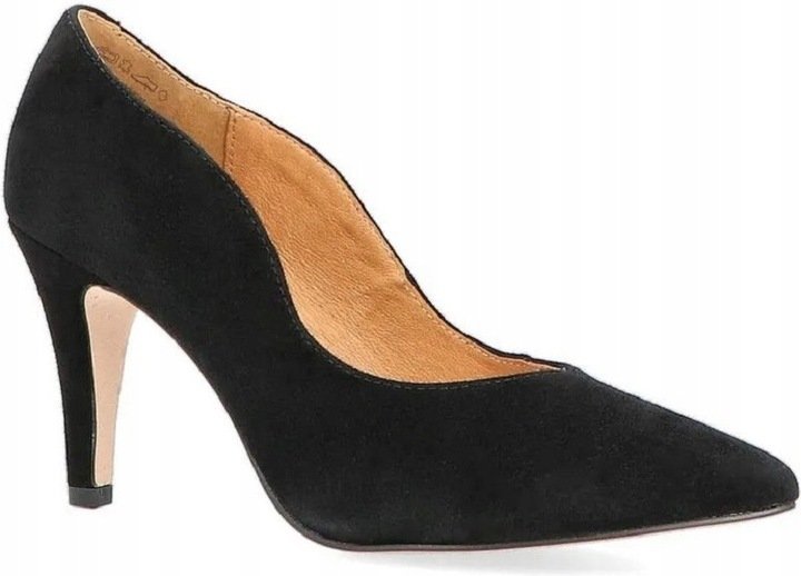 Czarne czółenka damskie 9-22403 szpilki skóra zamszowa r.36