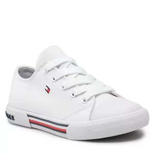 Buty dla chłopców - Trampki Tommy Hilfiger - Low Cut Lace Up Sneaker T3X4-30692-0890 M White 100 - grafika 1