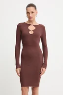 Sukienki - Fracomina sukienka kolor brązowy maxi dopasowana FS25WD5010K501Q7 - miniaturka - grafika 1