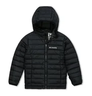 Kurtki i płaszcze dla chłopców - Columbia Powder Lite Hooded Jacket, Dziecięca pikowana kurtka z kapturem, czarna, rozmiar L - miniaturka - grafika 1
