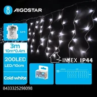 Oświetlenie świąteczne - Lampki choinkowe Aigostar Lampki choinkowe sople przepływ na 3 baterie AA, Zimna biel, Płaska taśma świetlna sople przepływ na 3 baterie AA, Zimna biel, - miniaturka - grafika 1