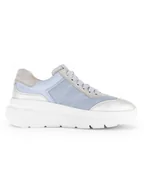 Trampki damskie - Gabor Skórzane sneakersy w kolorze srebrno-szaro-błękitnym - miniaturka - grafika 1