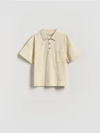 Bluzki dla niemowląt - Reserved - Bawełniany t-shirt polo - złamana biel - miniaturka - grafika 1