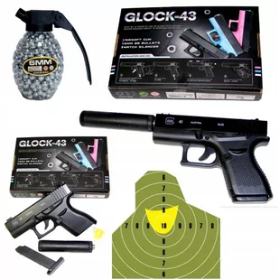 GLOCK Pistolet Pistolety + TARCZA I KULKI - Zabawki militarne - miniaturka - grafika 1