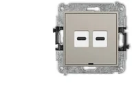 Gniazdka elektryczne - Karlik MINI Mechanizm ładowarki USB podwójnej 2xUSB C, 20W max. taupe 60MCUSBBO-7 - miniaturka - grafika 1