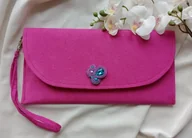 Torebki damskie - Różowa kopertówka, torebka do ręki fuksja, torebka róż turkus - miniaturka - grafika 1