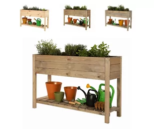 Drewniany ziołownik zielnik kwietnik donica na zioła z półką OBM 118x40 cm Brązowy / Wamar-Sosenka - Donice - miniaturka - grafika 1