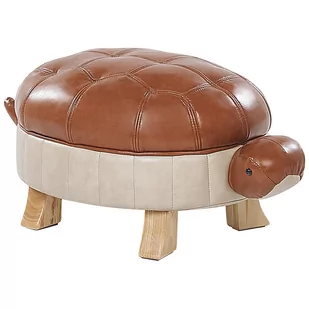 Beliani Pufa zwierzak ekoskóra brązowa TURTLE - Krzesła - miniaturka - grafika 1
