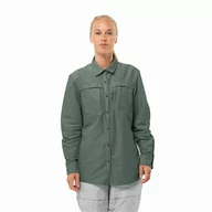 Koszule damskie - Damska koszula trekkingowa Jack Wolfskin BARRIER LS SHIRT W hedge green - S - miniaturka - grafika 1