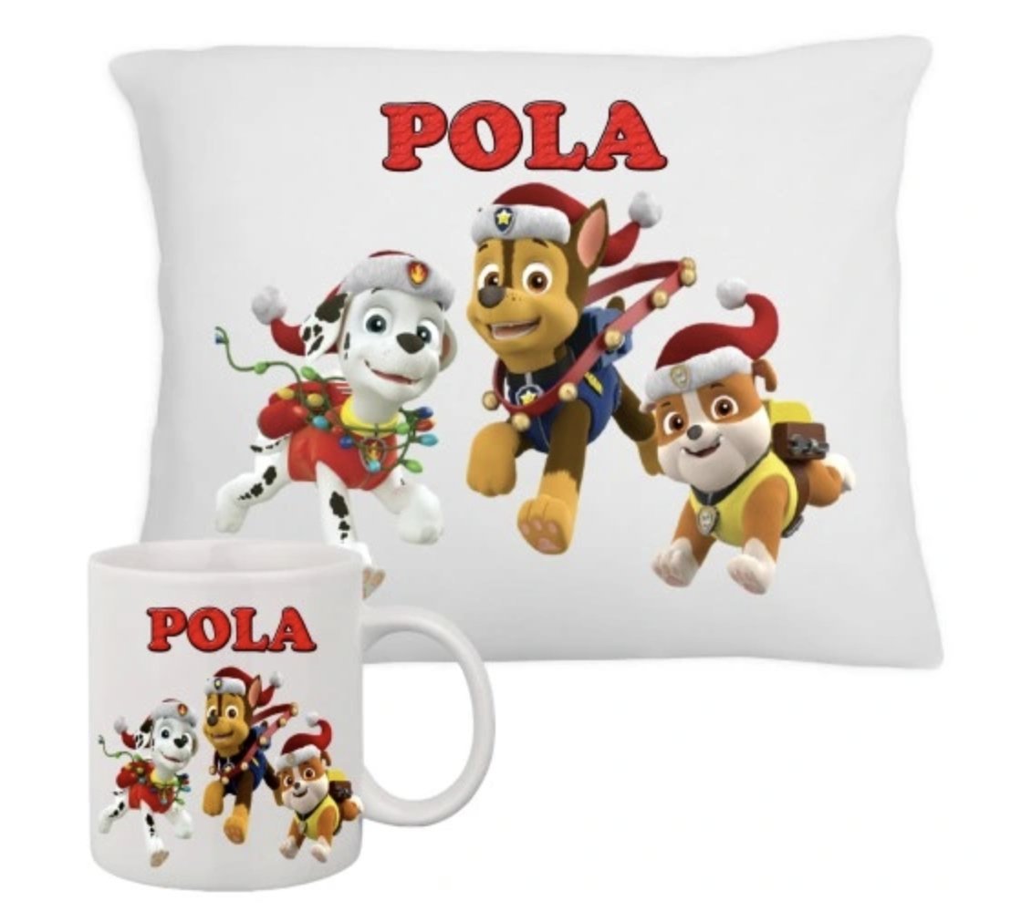ZESTAW PODUSZKA + KUBEK Prezent PSI PATROL SKY SKYE CHASE + IMIĘ 26
