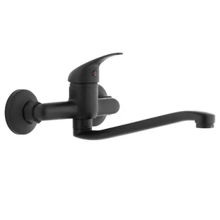 Bateria Kuchenna Ścienna Kran Obrotowy Długi Czarny - Baterie kuchenne - miniaturka - grafika 1