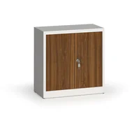 Szafy biurowe - ALFA 3 Szafy spawane z laminowanymi drzwiami, 800 x 800 x 400 mm, RAL 7035/orzech 1261155 - miniaturka - grafika 1