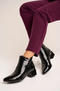Botki skórzane - kroko (7182) - Botki damskie - miniaturka - grafika 1