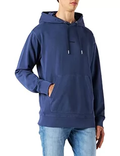 BOSS Męska bluza z kapturem z bawełny Terry z tonalnym logo, granatowy, S - Bluzy męskie - miniaturka - grafika 1