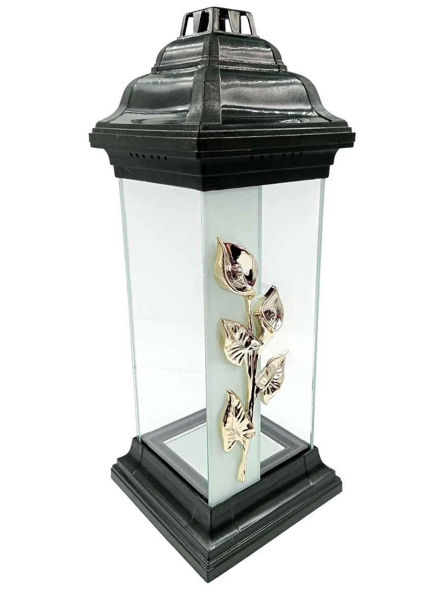Znicz szklany - Rawenna - złota kalia - calla - 36 cm - LS2