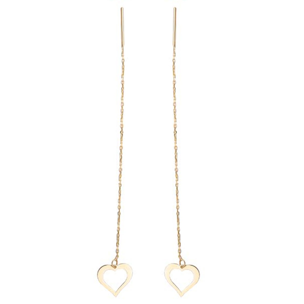 Złote kolczyki 585 z ażurowymi sercami, wiszące