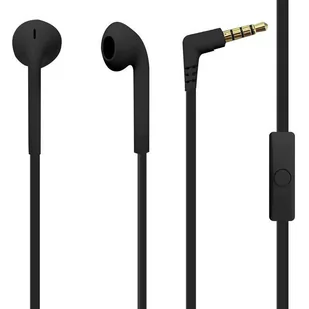 PURO ICON Stereo Earphones - Słuchawki z płaskim kablem z mikrofonem i pilotem (Czarny) - Słuchawki - miniaturka - grafika 1