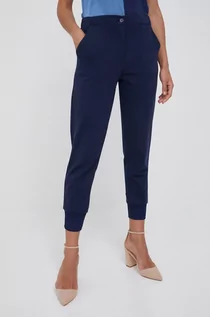 Spodnie damskie - Sisley spodnie damskie kolor granatowy joggery high waist - grafika 1