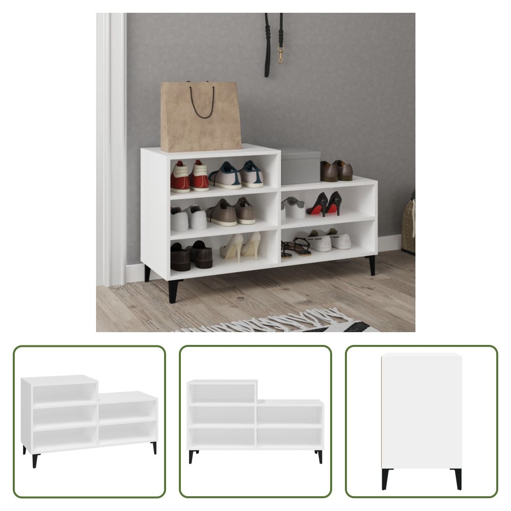 The Living Store Stojak na buty Biały 102x36x60 cm Materiał drewnopochodny