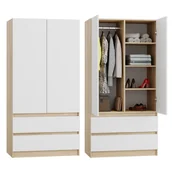 Szafy - Szafa Sonoma Biała Garderoba Duża Na Ubrania Otwierana Szuflady Nowoczesna - miniaturka - grafika 1
