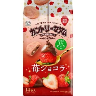 COUNTRY MA'AM STRAWBERRY COOKIES 14P - JAPOŃSKIE DWUWARSTWOWE CIASTKA TRUSKAWKOWO-CZEKOLADOWE, FUJIYA 140g - Ciastka - miniaturka - grafika 1
