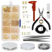 Biżuteria - akcesoria - Zestaw półfabrykatów do biżuterii kolczyków bigle ogniwka zawieszki 880 el. - miniaturka - grafika 1