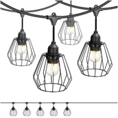 Lampy ogrodowe - ZESTAW CRETE Girlanda ogrodowa 5m + kabel 10m + 5x klosz czarny D1 + żarówki - miniaturka - grafika 1