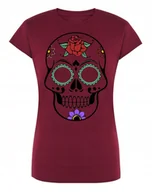 Koszulki i topy damskie - T-Shirt fajny KOLOROWY nadruk CZASZKA r.L - miniaturka - grafika 1