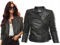 Kurtki damskie - HM23 Kurtka damska Ramoneska skórzana moto Biker Skóra L - miniaturka - grafika 1