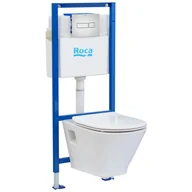 Stelaże i zestawy podtynkowe do WC - Roca Zestaw podtynkowy Luca Sanit z deską wolnoopadającą i przyciskiem chrom - miniaturka - grafika 1