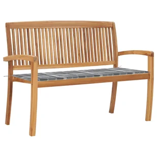 vidaXL Sztaplowana ławka ogrodowa z poduszką, 128,5 cm, drewno tekowe 3063293 - Ławki ogrodowe - miniaturka - grafika 1